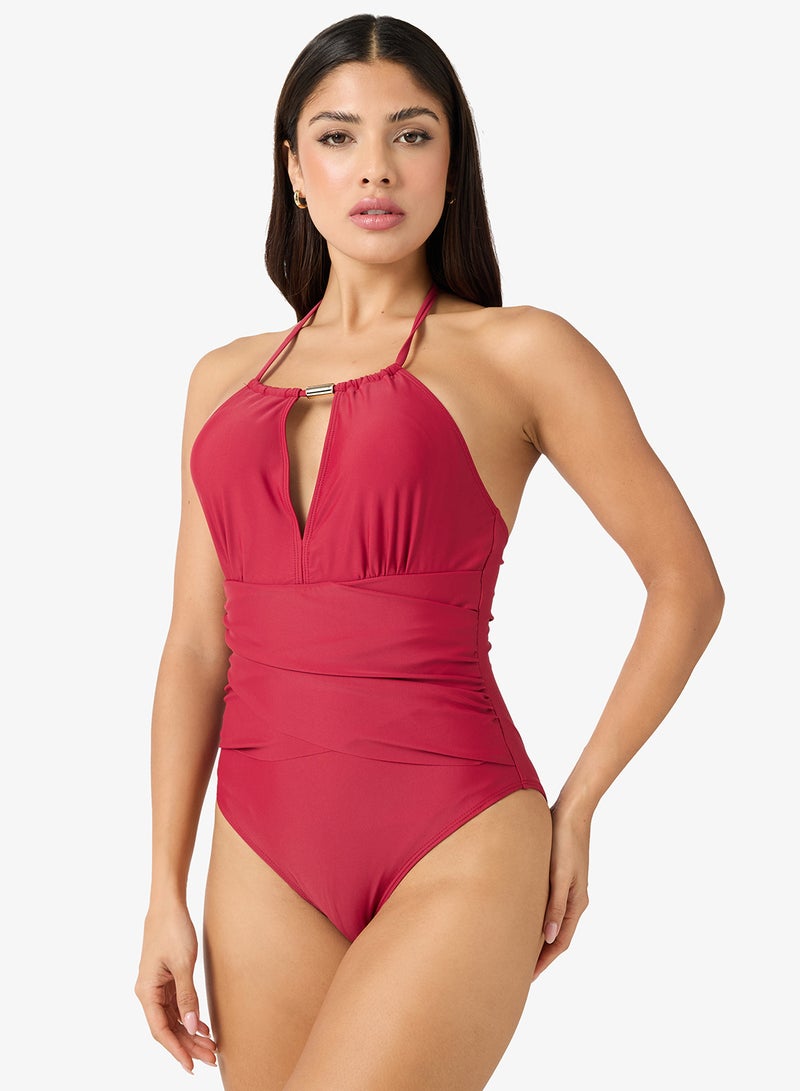 جينجر مايوه برقبة هالتر مع تحكم في البطن - Image 4